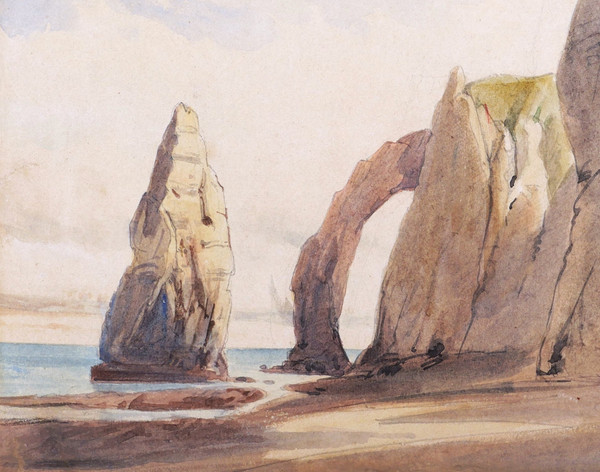 FRENCH School in 1881 The cliffs at Étretat: the Aiguille Creuse and the Porte d’Aval