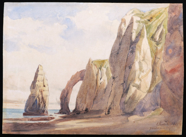 FRENCH School in 1881 The cliffs at Étretat: the Aiguille Creuse and the Porte d’Aval