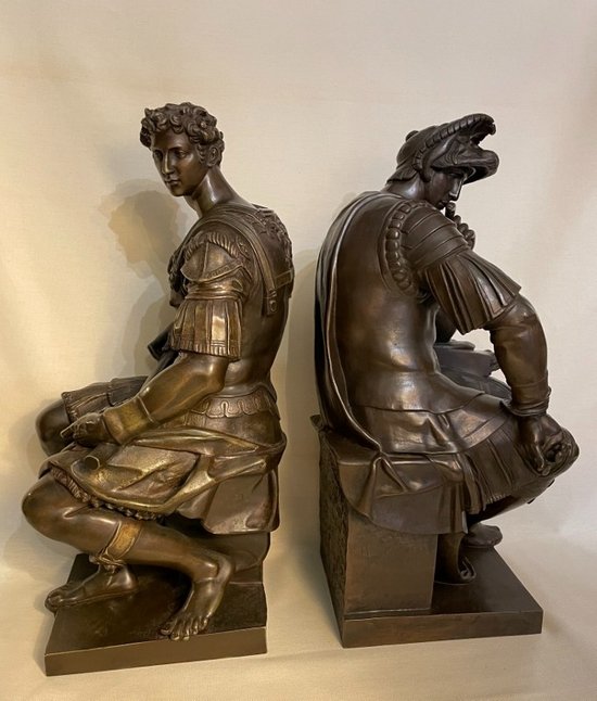 Laurent and Julien de Médicis. Pair of bronzes after Michelangelo