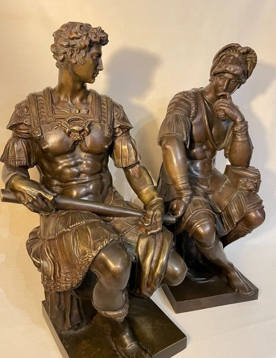 Laurent and Julien de Médicis. Pair of bronzes after Michelangelo