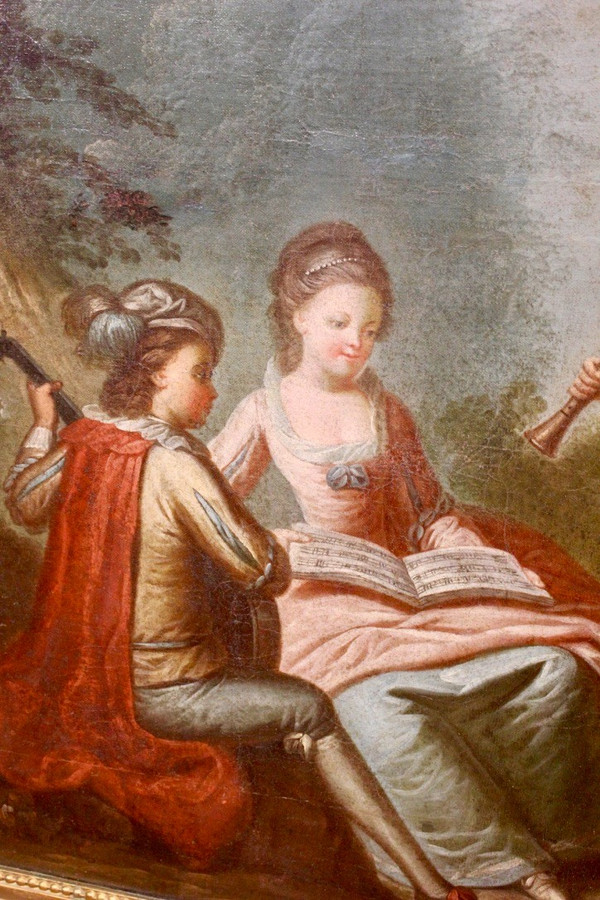 Trumeau in stile Luigi XVI Scena di musicisti intorno al 1880