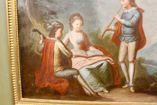 Trumeau in stile Luigi XVI Scena di musicisti intorno al 1880
