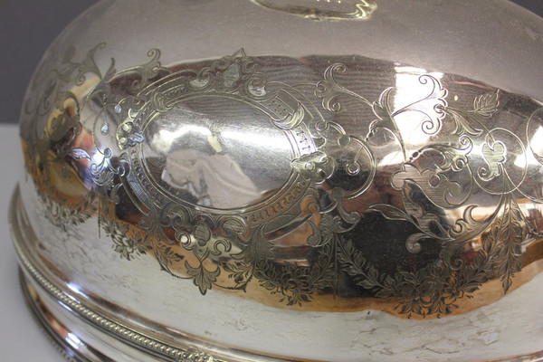 Grande Cloche De Service En Métal Argenté Fin XIX