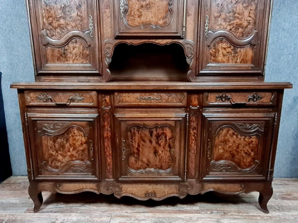 Bressan two-body sideboard in walnut and burl circa 1880