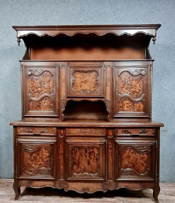 Bressan two-body sideboard in walnut and burl circa 1880