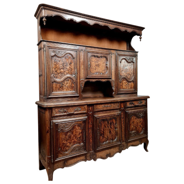 Bressan two-body sideboard in walnut and burl circa 1880