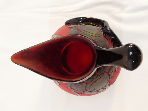 Grande brocca ART DECO firmata LE VERRE FRANCAIS per SCHNEIDER