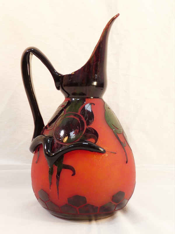 Grande brocca ART DECO firmata LE VERRE FRANCAIS per SCHNEIDER