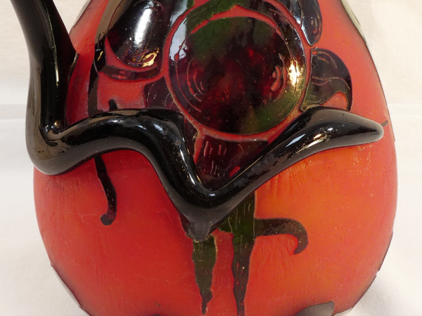 Grande brocca ART DECO firmata LE VERRE FRANCAIS per SCHNEIDER