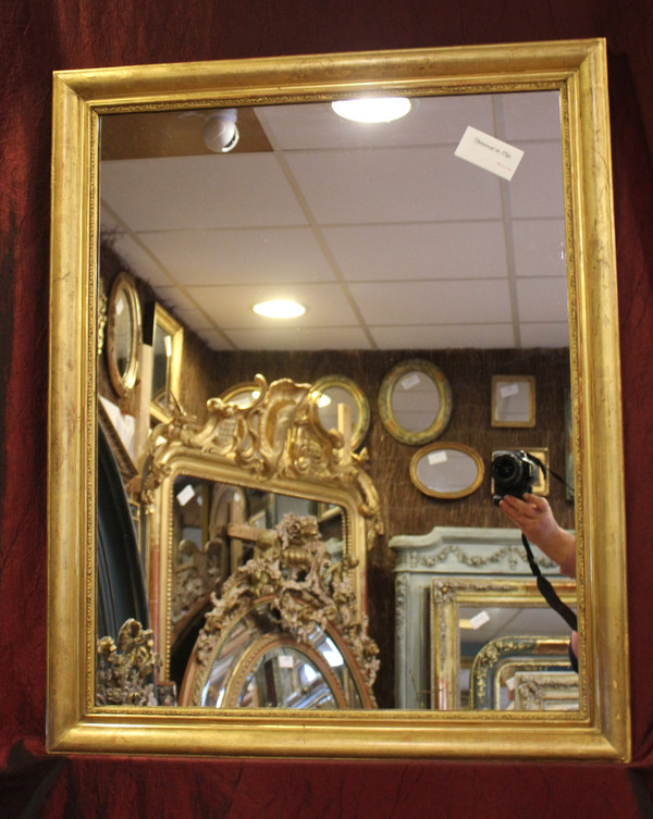 Antique Golden Rectangle Mirror with Gold Leaf, Louis Philippe 65 x 80 cm