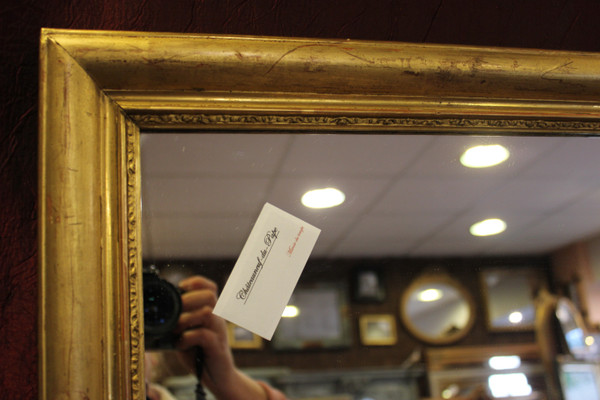 Antique Golden Rectangle Mirror with Gold Leaf, Louis Philippe 65 x 80 cm