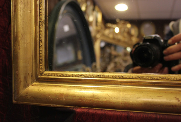 Antique Golden Rectangle Mirror with Gold Leaf, Louis Philippe 65 x 80 cm