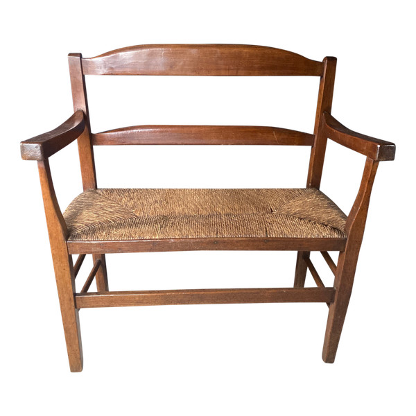 Fireplace bench with backrest dating from the 19th century