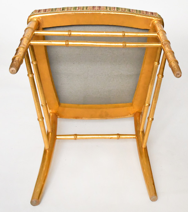 Pair of bamboo-style gilded wood chairs