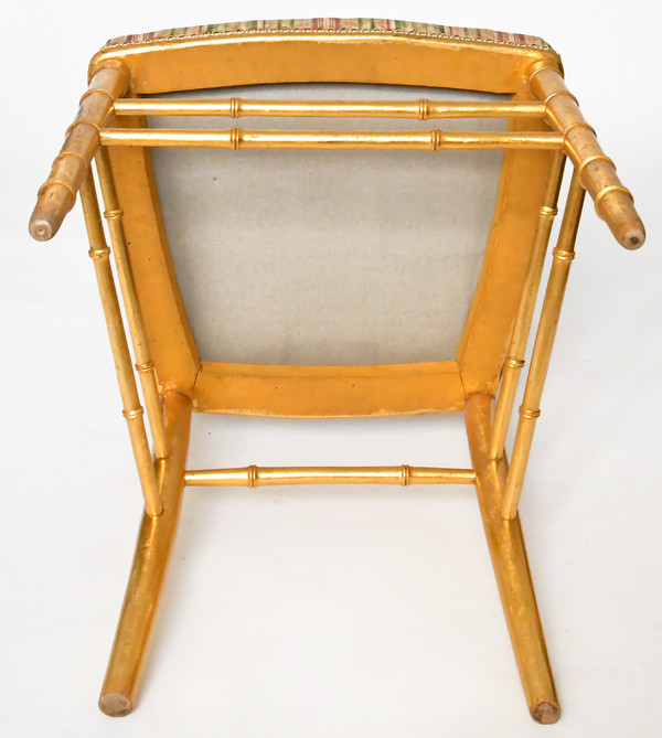 Pair of bamboo-style gilded wood chairs