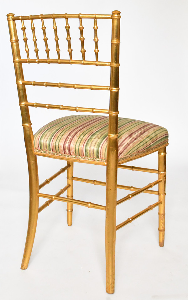 Pair of bamboo-style gilded wood chairs