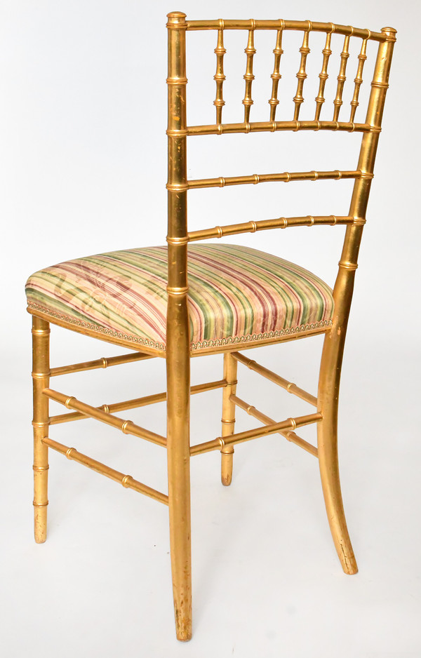 Pair of bamboo-style gilded wood chairs