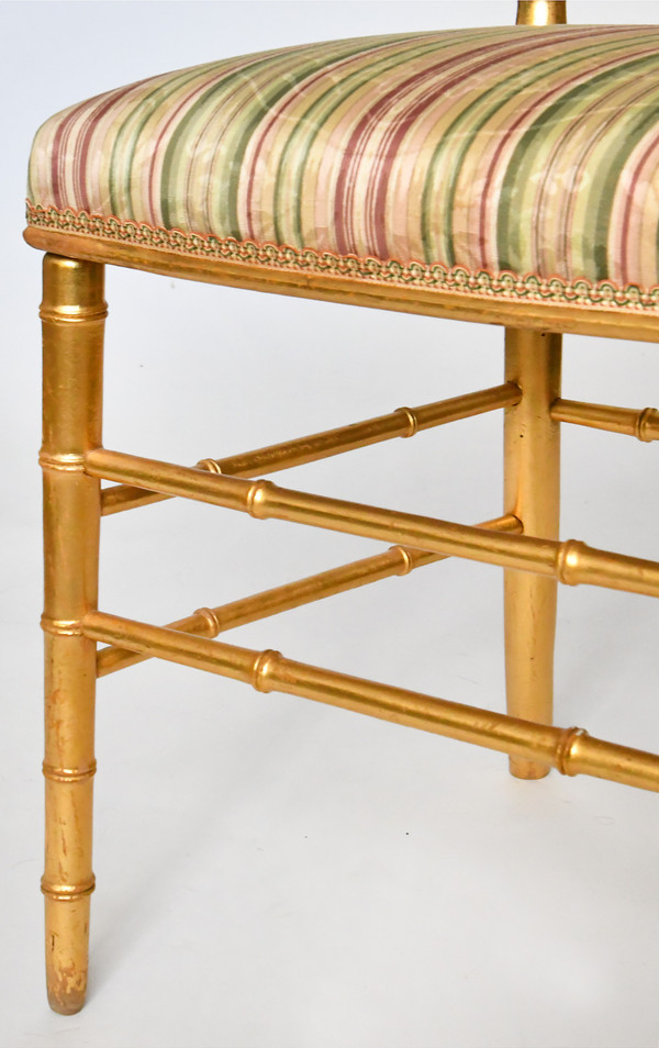 Pair of bamboo-style gilded wood chairs