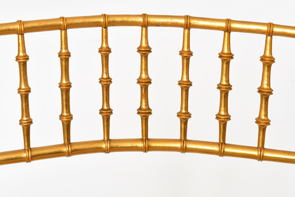 Pair of bamboo-style gilded wood chairs