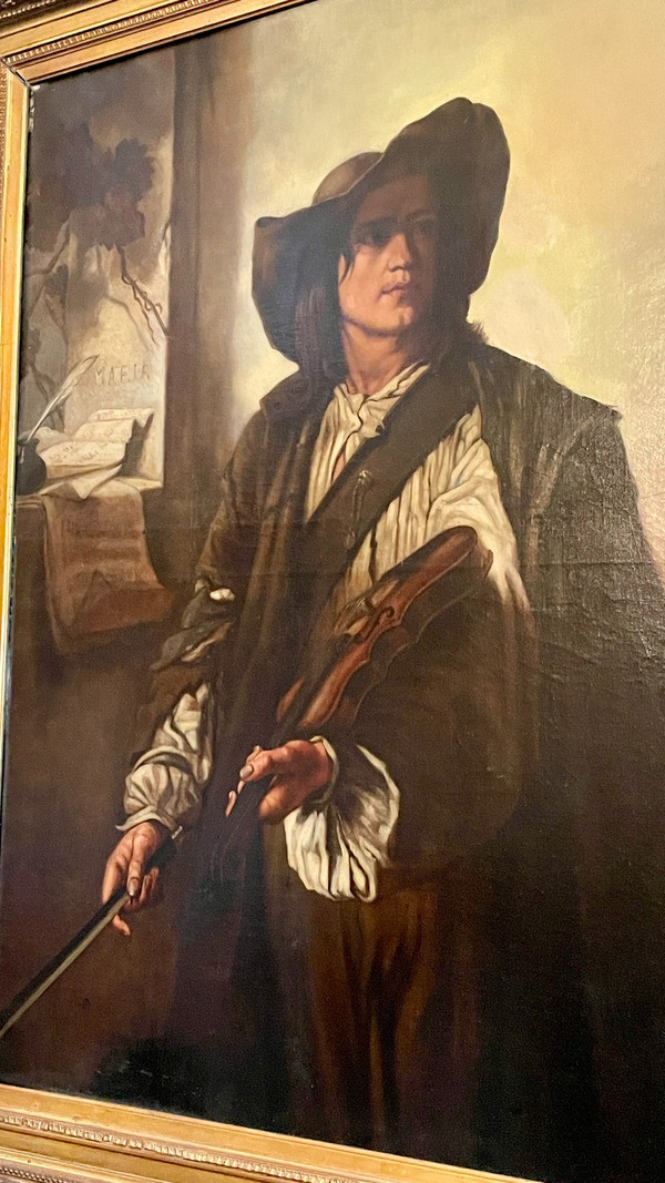 Huile sur toile « Le Violoniste », XIXe siècle