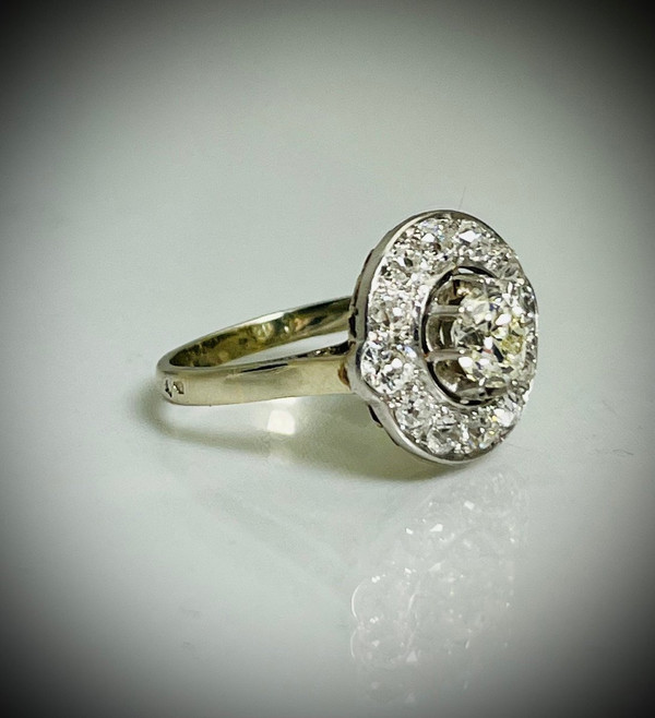 Art-Deco-Diamant-Marguerite-Ring