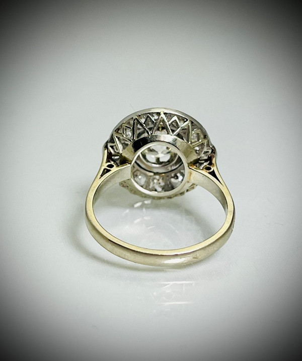 Art-Deco-Diamant-Marguerite-Ring