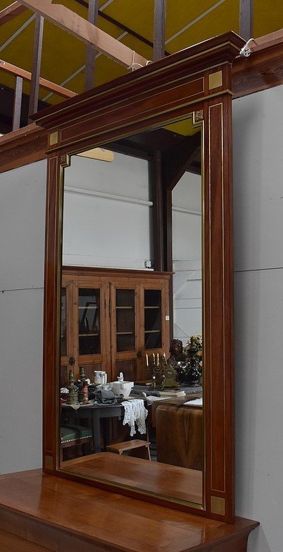 Large Mahogany Mirror, Louis XVI Style - Late 19th Century