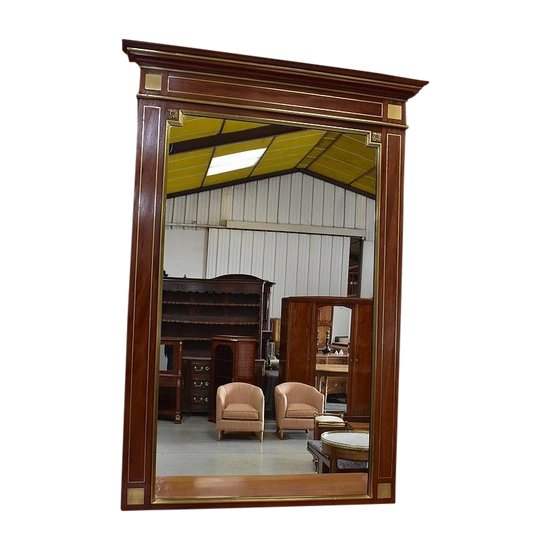 Large Mahogany Mirror, Louis XVI Style - Late 19th Century