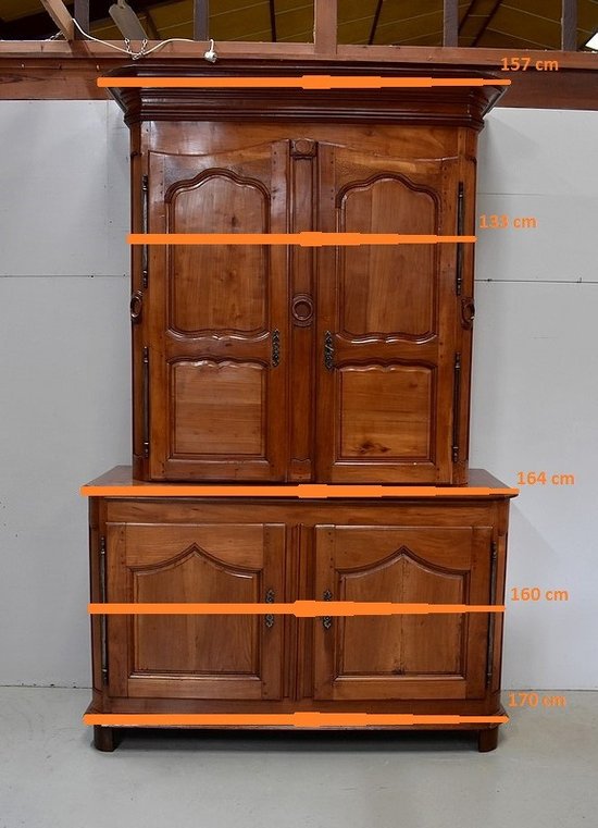  Buffet Deux Corps Regional in Cherry, Louis-XIV-Periode - 1740