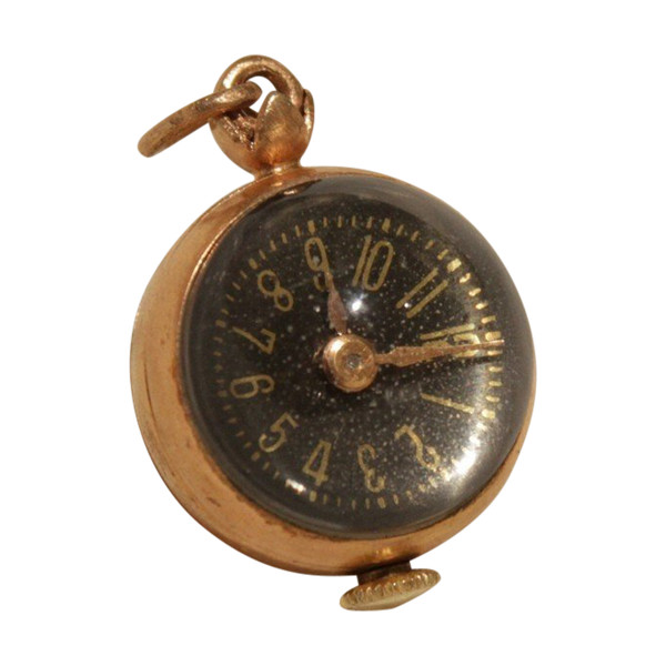 Small ball watch pendant with visible winding mechanism, 20th century period