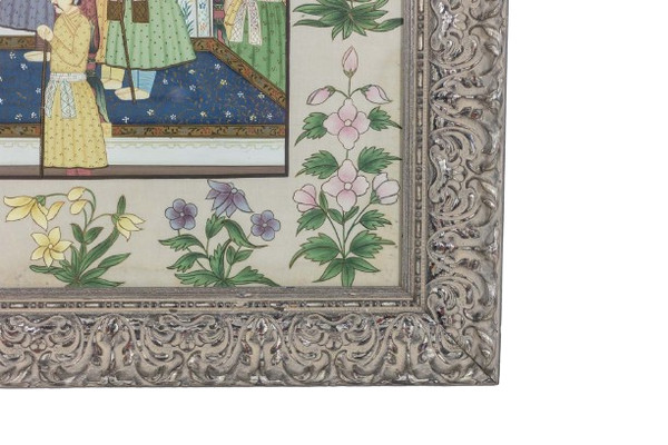 Watercolor on silk depicting a palatal scene. 1950s.
