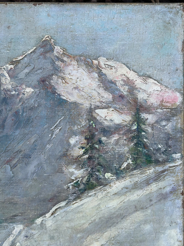 Clément Castelli (1870-1959) Huile Sur Toile Paysage De Montagne Début XXéme Siècle
