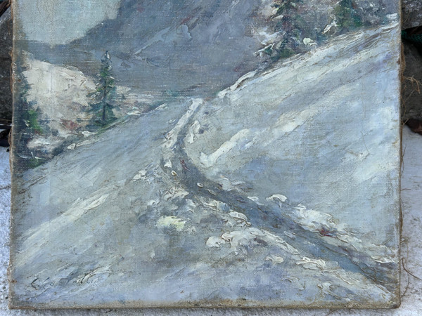 Clément Castelli (1870-1959) Huile Sur Toile Paysage De Montagne Début XXéme Siècle