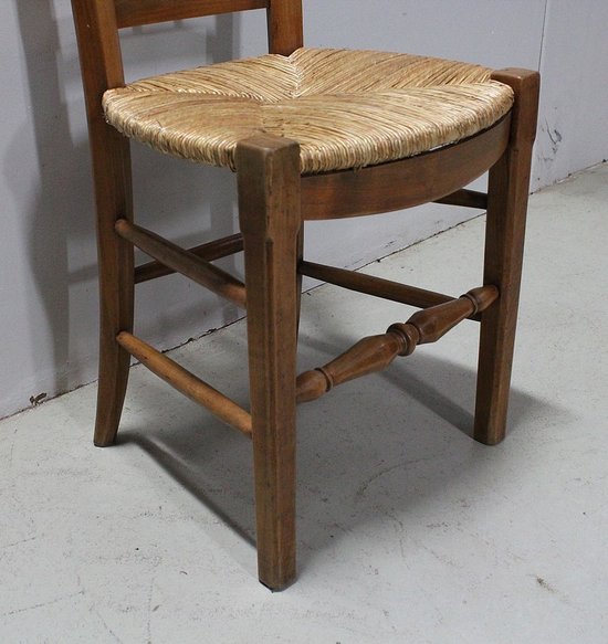 Suite of 6 Straw Chairs in Blond Cherry - 2nd half of the 19th century