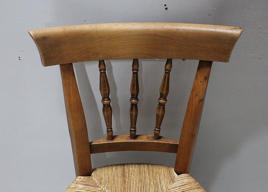 Suite of 6 Straw Chairs in Blond Cherry - 2nd half of the 19th century