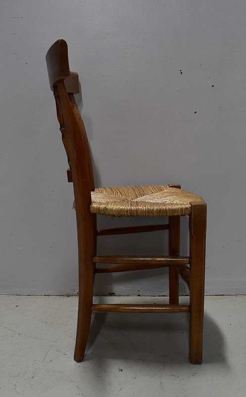 Suite of 6 Straw Chairs in Blond Cherry - 2nd half of the 19th century