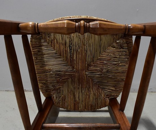 Suite of 6 Straw Chairs in Blond Cherry - 2nd half of the 19th century
