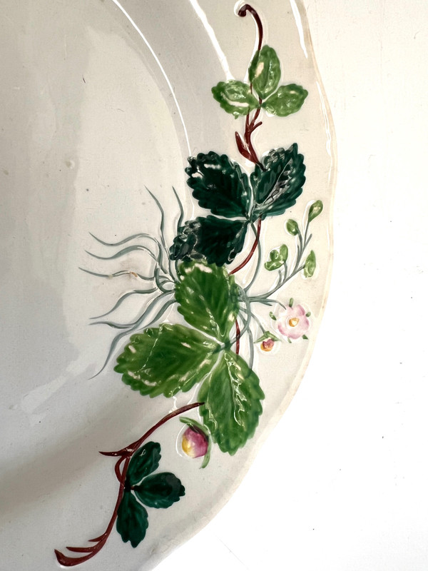 Set of 3 strawberry serving plates by Georges Sand Creil Montereau