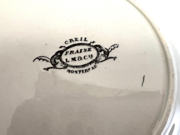 Set of 3 strawberry serving plates by Georges Sand Creil Montereau