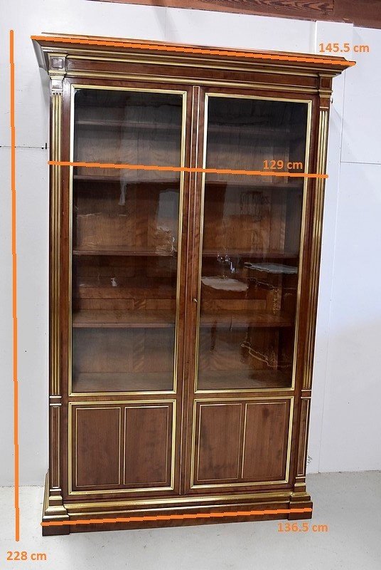  Kubanisches Mahagoni-Parkett-Bücherregal im Stil Louis XVI - Ende des 19. Jahrhunderts
