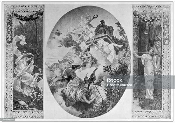 Edouard TOUDOUZE 1848-1907 Etude pour la musique, Opéra Comique, Paris, Tableau, 1895-98