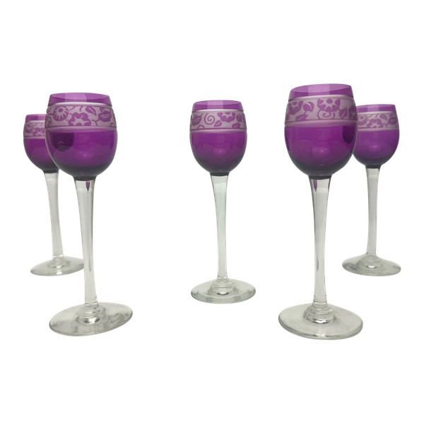 Ensamble de 5 verres à liqueur en cristal 