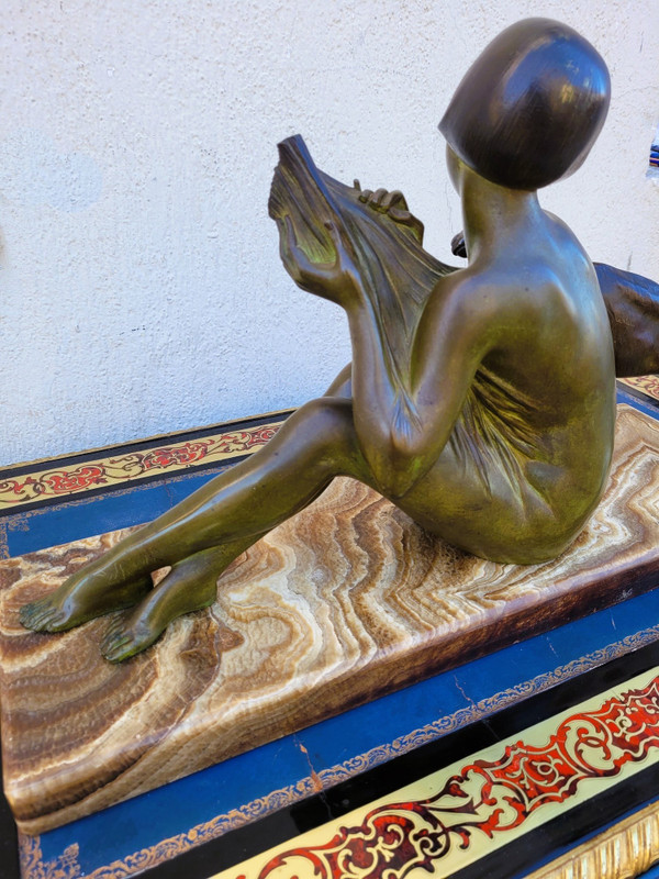 Godard, Donna e agnello, Bronzo Art Déco, XX secolo