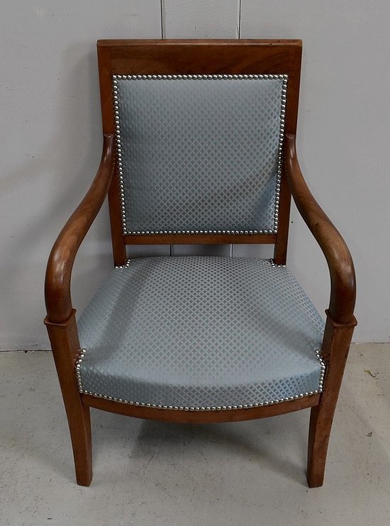 Pair of Solid Light Walnut Armchairs, Directoire Period - Late 18th Century - Early 19th Century