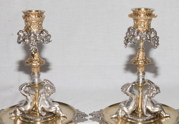 Coppia di candelieri firmati Henri Picard Fine XIX secolo