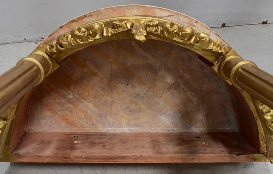  Set di Specchio Trumeau e Console Mezzaluna, in Legno Dorato - Fine XIX Secolo