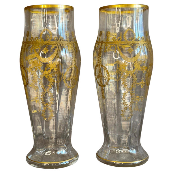 Pair Of Crystal Vases