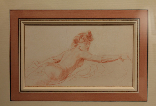 Red chalk drawing 'Étude de nue' Victor René Livache (1872-1944)