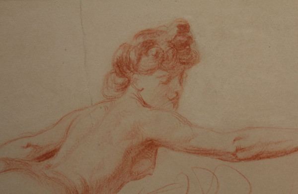 Red chalk drawing 'Étude de nue' Victor René Livache (1872-1944)