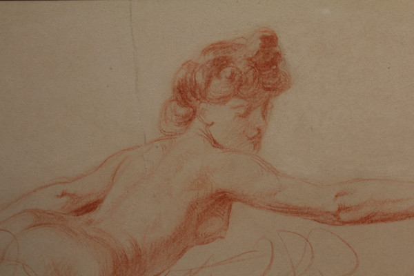Red chalk drawing 'Étude de nue' Victor René Livache (1872-1944)
